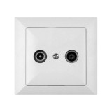 Priza R-TV terminala Perla GAP-P/K 1.5Db, rama inclusa, alba