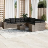 vidaXL Set canapele de grădină cu perne, 11 piese, gri, poliratan 3255457