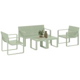 Outsunny Set de Grădină din 5 Piese cu Canapea, 2 Fotolii și 2 Măsuțe, 122x60.5x70 cm, Verde | Aosom Romania