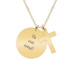 Krust - Colier personalizat banut si cruce din argint 925 placat cu aur galben 24K