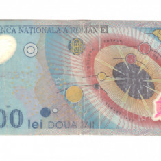 Bancnota 2000 lei 1999, circulata, cu pliuri