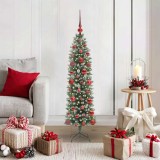 VidaXL Copac Artificial Slăb de Crăciun cu 150 LED Verde și alb 120 cm 3395269