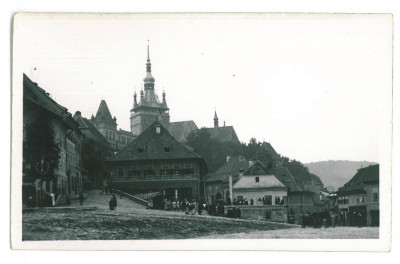 1345 - SIGHISOARA, Mures, Market - old postcard, real Photo - unused - 1934 foto