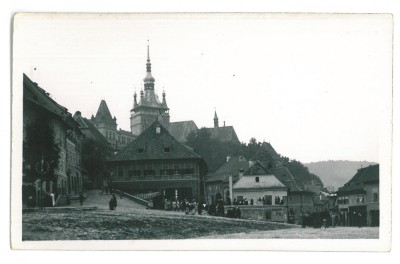 1345 - SIGHISOARA, Mures, Market - old postcard, real Photo - unused - 1934 foto