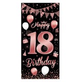 Banner aniversar Armbracen, 18 ani, negru/alb/rose, 90 x 185 cm