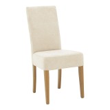 Cumpara ieftin Scaun Ditta cu tesatura gri-bej si picioare din lemn de nuc 45x58x49+ cm