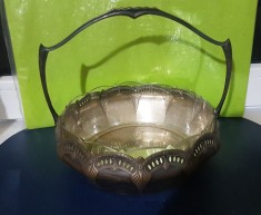 F923-I-Fructiera Art Nouveau tip cosulet cu maner originala perioada cca 1900.