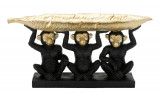 Cumpara ieftin Decoratiune cu platou, Monkey Trio, Mauro Ferretti, 43 x 15.7 x 20 cm, polirasina, negru/auriu