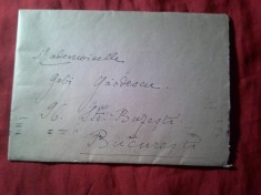 Plic circulat Bucuresti 1920 cu Timbru Ferdinand 1 leu si Asistenta Sociala 10 bani