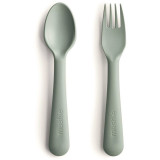 Mushie Fork and Spoon Set tac&acirc;muri Sage 2 buc