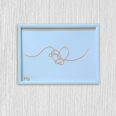 Love, tablou din fir continuu de sarma placata cu aur, 14×19 cm-cod 3116