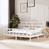 Cumpara ieftin Cadru de pat, alb, 200x200 cm, lemn masiv de pin