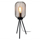 Lampa de podea cu suport trepied, design industrial, Platinet 44915, E27, 40W, inaltime 60 cm, din metal, neagra