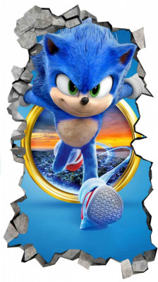 Sticker decorativ, Ariciul Sonic, Albastru, 90 cm, 8668ST-1 foto