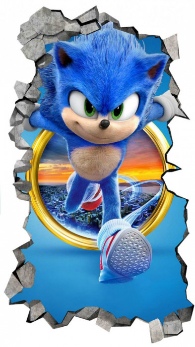 Sticker decorativ, Ariciul Sonic, Albastru, 90 cm, 8668ST-1