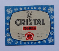 Eticheta Vodka Cristal - Anii &amp;#039;80 I.V.V. Cluj (Rara) foto
