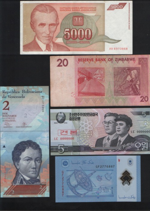 Set 5 bancnote de prin lume adunate (cele din imagini) #154