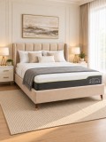 Cumpara ieftin Pat Belmonde 160x200 cm, Catifea Bej, Somiera Inclusa, Dormitor Matrimonial