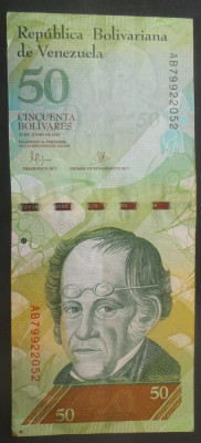Bancnota exotica 50 BOLIVARES - VENEZUELA, anul 2015 * Cod 554 - circulata foto