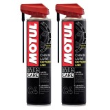 Pachet 2 x Spray Lant Motul C4 Factory Line 400ml, Ungere Profesionala Moto, Curse &amp; Strada, Protectie Anti-Uzura, Anti-Rugină