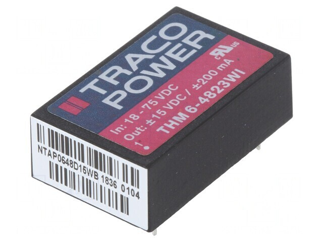 Convertor DC/DC 6W 18-75V la 15V/-15V THM 6-4823WI