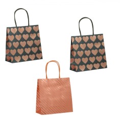 Set Pungi Cadou, Model Inimi și Dungi, Multicolor, Dimensiune 20x8x20cm, 3 Bucăți