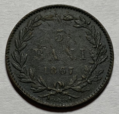 5 Bani 1867 Heaton, Romania, VF foto