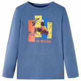 Tricou copii m&acirc;neci albastru melanj 104, vidaXL