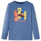 Tricou copii m&acirc;neci albastru melanj 104
