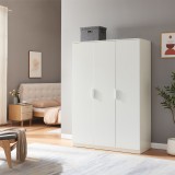 Dulap de haine alb Eiselfing cu 3 usi si 4 rafturi, 176x120x52 cm