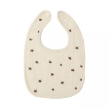 Baveta in Forma de U, Cyrax, din Bumbac, pentru Copii 0-12 Luni, Rezistenta la Apa, cu Capse, Model cu Stelute, 21x30 cm, Crem
