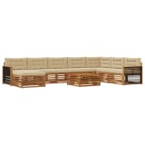 vidaXL Set de canapele de exterior cu pernă 9 pcs Natural și Bej 3383746