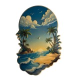 Tablou Tropical Sunset Beach &ndash; Retro Metal Wall Art