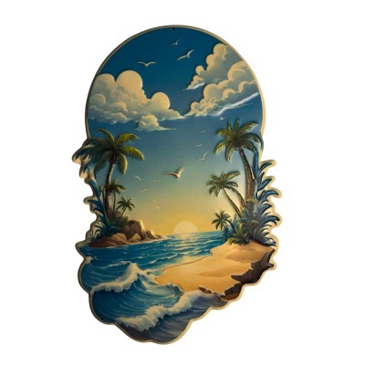 Tablou Tropical Sunset Beach &amp;ndash; Retro Metal Wall Art foto