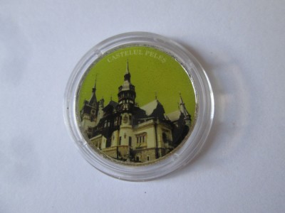Romania 50 Bani color argint UNC editie limitata casa regala:Castelul Peles foto