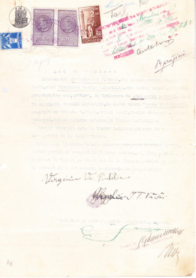 AMS - ACT DE VANZARE PAMANT COM. LUCACESTI, MOARA VECHILULUI JUD. BACAU, 1940 foto