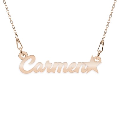 Colier Argint Placat cu Aur Roz, Steluta, Nume Carmen, BijouxMAG, 45 cm foto