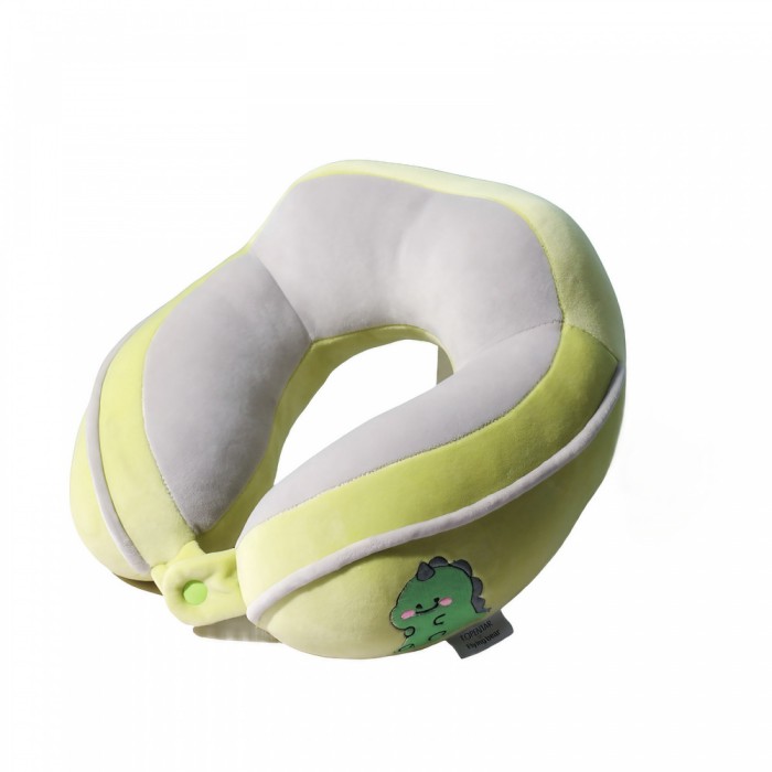 Pern&Auml; de c&Auml;l&Auml;torie ergonomic&Auml; pentru g&Atilde;&cent;t &Egrave;i cap, umplutur&Auml; din bumbac, confort maxim, model brodat crocodil, 28x28x10 cm, verde