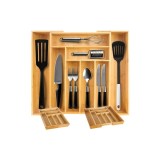 Organizator sertar din bambus RUHHY 28160, extensibil, 6 sau 8 compartimente, 33.5 x 45.5 x 5 cm sau 50 x 45.5 x 5 cm