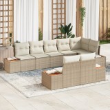 Set canapea grădină vidaXL 8 piese perne bej ratan poli acacia