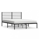 Cumpara ieftin Cadru de pat metalic cu tablie, negru, 160x200 cm