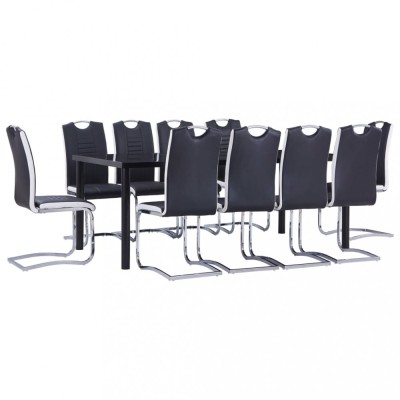 vidaXL Set mobilier de bucătărie, 11 piese, negru, piele ecologică foto