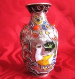 VAZA CLOISONNE IN MINIATURA METAL CU EMAIL 7.5 CM