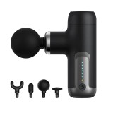 Cumpara ieftin Aparat Profesional pentru Masaj Tip Pistol Mini CRISTALIS SALE&trade;, 6 Viteze, 4 Capete, 3200 Percutii/Minut, 2000mAh, Portabil, Silentios, Puternic, Desi, Gri, Brate
