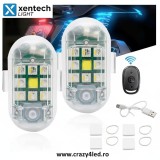 Set 2 Mini Stroboscoape LED Wireless Xentech Light cu Magnet, Acumulator și Telecomandă - Siguranță și Vizibilitate Maximă