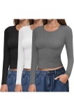 Tricou termic cu m&acirc;neci lungi și guler rotund pentru femei - 3 piese