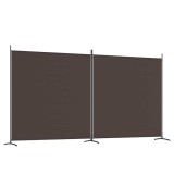 Cumpara ieftin Paravan de camera cu 2 panouri, maro, 348x180 cm, textil