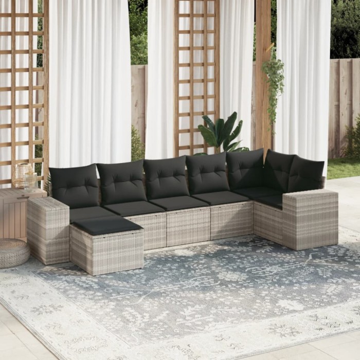 Gossi set canapele de gradina cu perne, 7piese gri deschis poliratan
