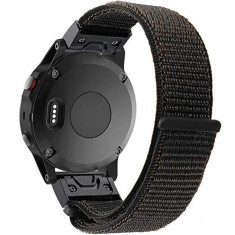 Curea ceas Smartwatch Garmin Fenix 5, 22 mm iUni Soft Nylon Sport, Black foto