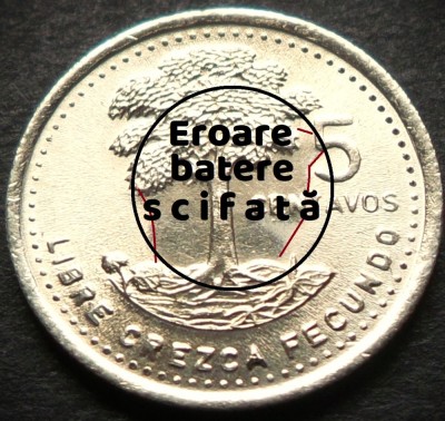 Moneda exotica 5 CENTAVOS - GUATEMALA, anul 1988 * cod 3890= UNC + EROARE BATERE foto